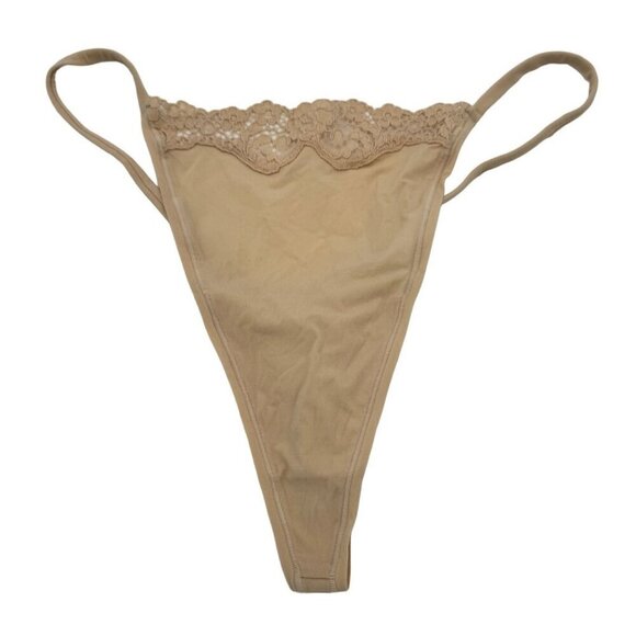 SKIMS Kim Kardashian Fits Everybody Lace String Thong Panty Sand Beige Size 3X - Picture 1 of 6